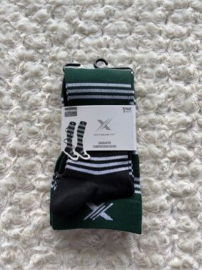 New Extreme Fit L/XL Dark Green & Black Graduated Compression Socks